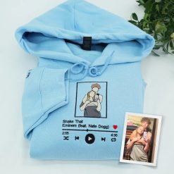 Custom Embroidered Favorite Song Hoodie with Photo Portrait - Romantic Couple Gift