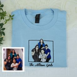 Custom Embroidered Grammy Portrait Hoodie - Personalized Grandma Gift