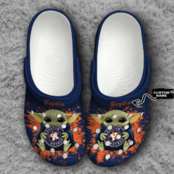 Houston Astros Baby Yoda Custom Name  Classic Clogs Shoes